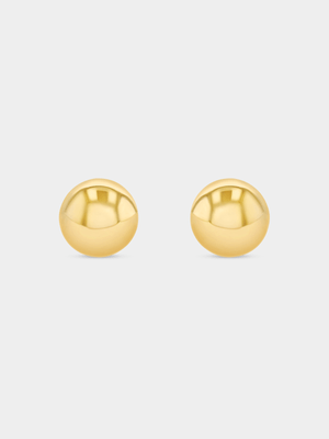 Yellow Gold & Sterling Silver Dome Stud Earrings