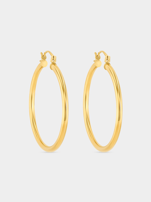 Yellow Gold & Sterling Silver Round Hoop Earrings