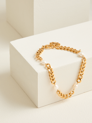 Women's Iconography Gold Plated Pearl Bracelet