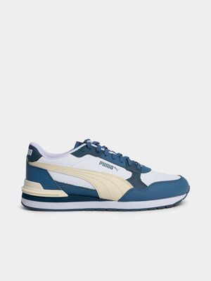 Mens Puma Runner V4 L White/Blue Sneaker