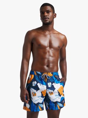 Men's Markham Printed Floral Blue/Tan Swimshort