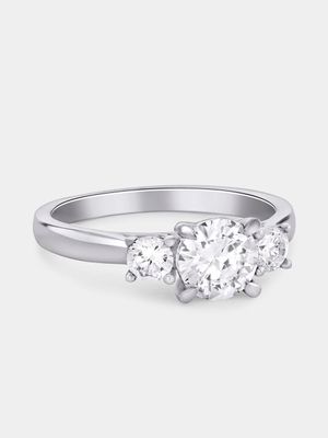 Sterling Silver Cubic Zirconia Women’s Classic Trilogy Ring