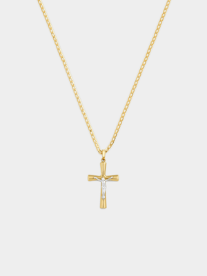 Yellow Gold Two-Tone Crucifix Pendant