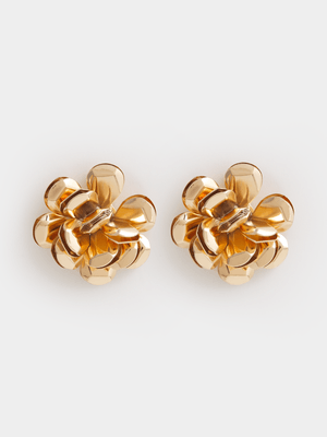 METAL 3D FLOWER STUD GOLD