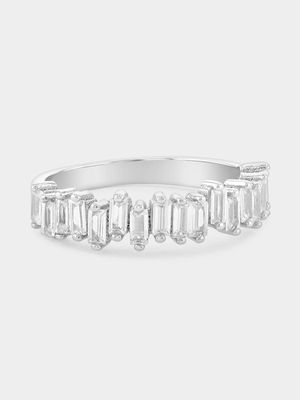 Sterling Silver Cubic Zirconia Baguette Half Eternity Ring