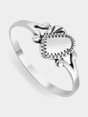 Sterling Silver Kid's Heart Panel Ring