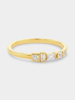 Gold Plated Sterling Silver Cubic Zirconia Baguette Ring