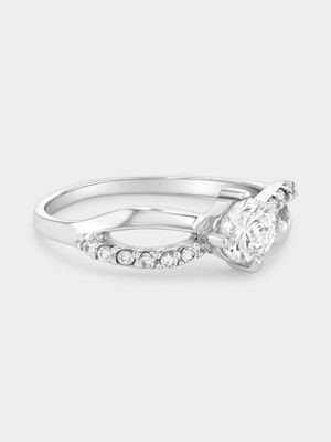 Sterling Silver Cubic Zirconia Marquise Infinity Ring