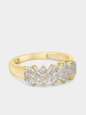 Yellow Gold Cubic Zirconia Pavé Cluster Ring