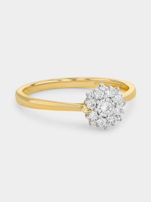 Yellow Gold Lab Grown Diamond Snowflake Cluster Ring