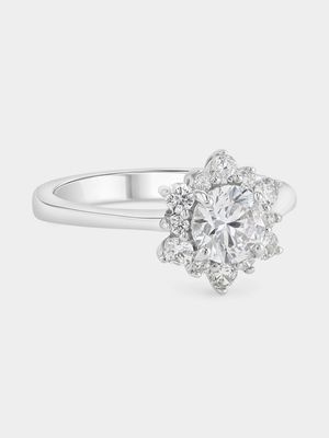 Sterling Silver Cubic Zirconia Flower Ring