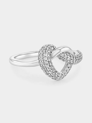 Sterling Silver Cubic Zirconia Twisted Heart Ring