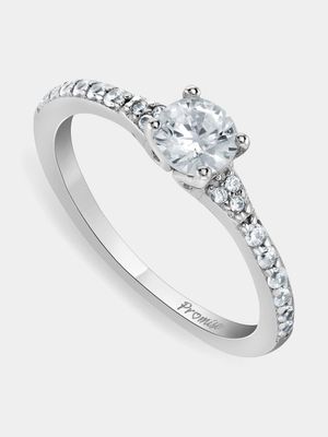 Sterling Silver Cubic Zirconia Trilogy Women’s Promise Ring