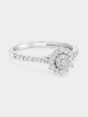 Sterling Silver 0.26ct Lab Grown Diamond Snowflake Cluster Halo Ring