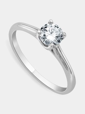 Sterling Silver Cubic Zirconia Solitaire Women’s Promise Ring