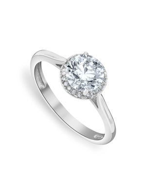 White Gold Moissanite Round Halo Women’s Ring