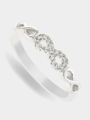 Sterling Silver & Cubic Zirconia Promise Infinity Ring