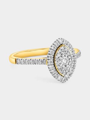 Yellow Gold 0.50ct Diamond Marquise Halo Ring