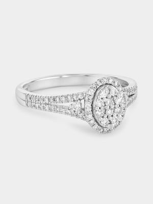 White Gold 0.3ct Lab Grown Diamond Oval Halo Cluster Ring