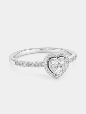 Sterling Silver 0.25ct Lab Grown Diamond Women’s Heart Cluster Ring