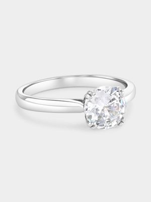 Sterling Silver Cubic Zirconia Solitaire Round Ring