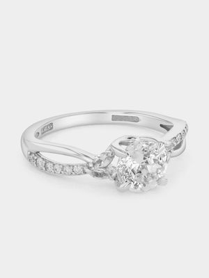 Sterling Silver Moissanite Solitaire Split-Shank Ring