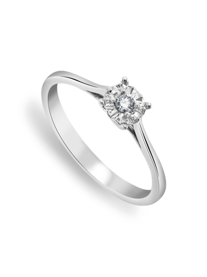 White Gold 0.06ct Diamond Illusion Solitaire Ring