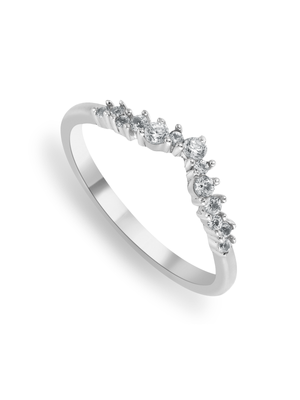 White Gold & Moissanite Scatter Wishbone Ring