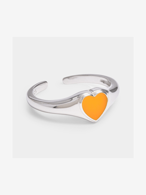 Sterling Silver Open Ended Neon Orange Heart Center