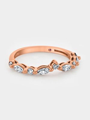 Rose Gold Moissanite Round & Marquise Women’s Ring