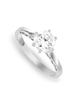 Cheté Sterling Silver with Platinum finish Diamondlite Cubic Zirconia Solitaire Ring