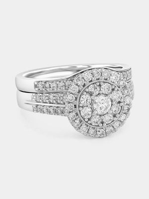 White Gold 1ct Lab Grown Diamond Women’s Double Halo Twinset Ring