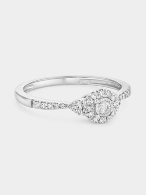 Sterling Silver Lab Grown Diamond Solitaire Halo Ring