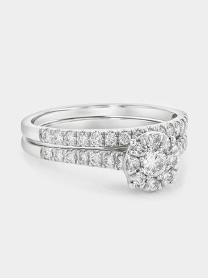 White Gold 0.8ct Lab Grown Diamond Round Halo Twinset Ring