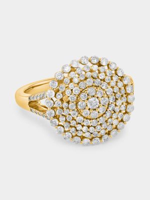 Yellow Gold 1.00ct Diamond Round Halo Galaxy Ring