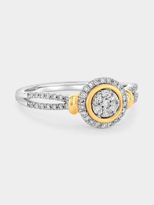 Yellow Gold & Sterling Silver 0.27ct Lab Grown Diamond Round Halo Ring