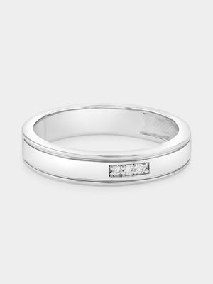 Sterling Silver Lab Grown Diamond Trilogy Groove Ring