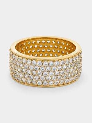 Gold Plated Sterling Silver Cubic Zirconia Pavé Cascade Ring