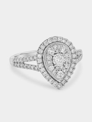 White Gold 0.7ct Lab Grown Diamond Pear Halo Ring