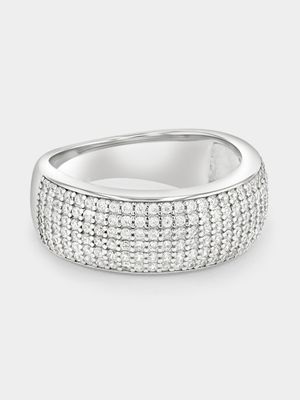 Sterling Silver Cubic Zirconia Pavé Cascade Ring