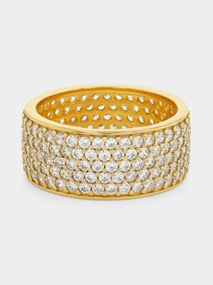 Gold Plated Sterling Silver Cubic Zirconia Pavé Statement Ring