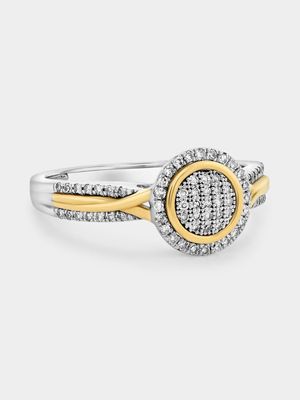 Yellow Gold & Sterling Silver Lab Grown Diamond Round Halo Twist Ring