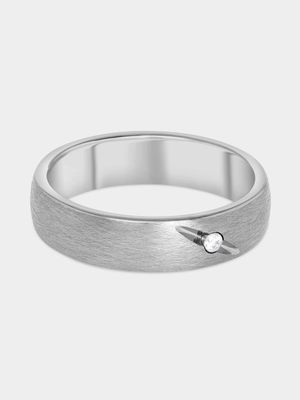 Tungsten Cubic Zirconia Diagonal Slash Ring