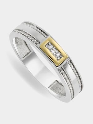 Sterling Silver & 5ct Yellow Gold Kobe Men’s Wedding Band