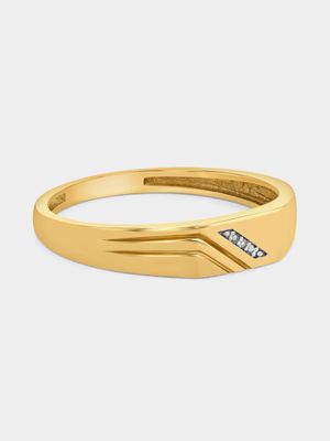 Yellow Gold Earth Grown Diamond Diagonal Geometric Design Ring