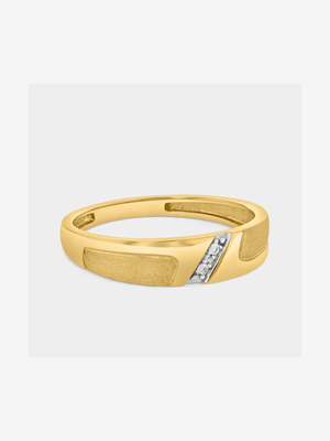 Yellow Gold Earth Grown Diamond Diagonal Channel Ring