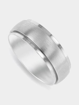 Brushed Stainless Steel Edge Men’s Ring