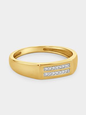 Yellow Gold Earth Grown Diamond Double Bar Ring