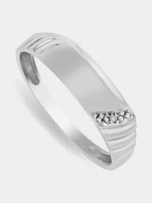 Sterling Silver & Diamond Side Detail Men’s Ring