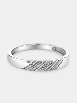 Sterling Silver Diamond Men's Wedding Band